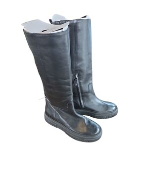 Geox Size 5 NEW Women's Sleek Black Knee High Leather Zip Boots